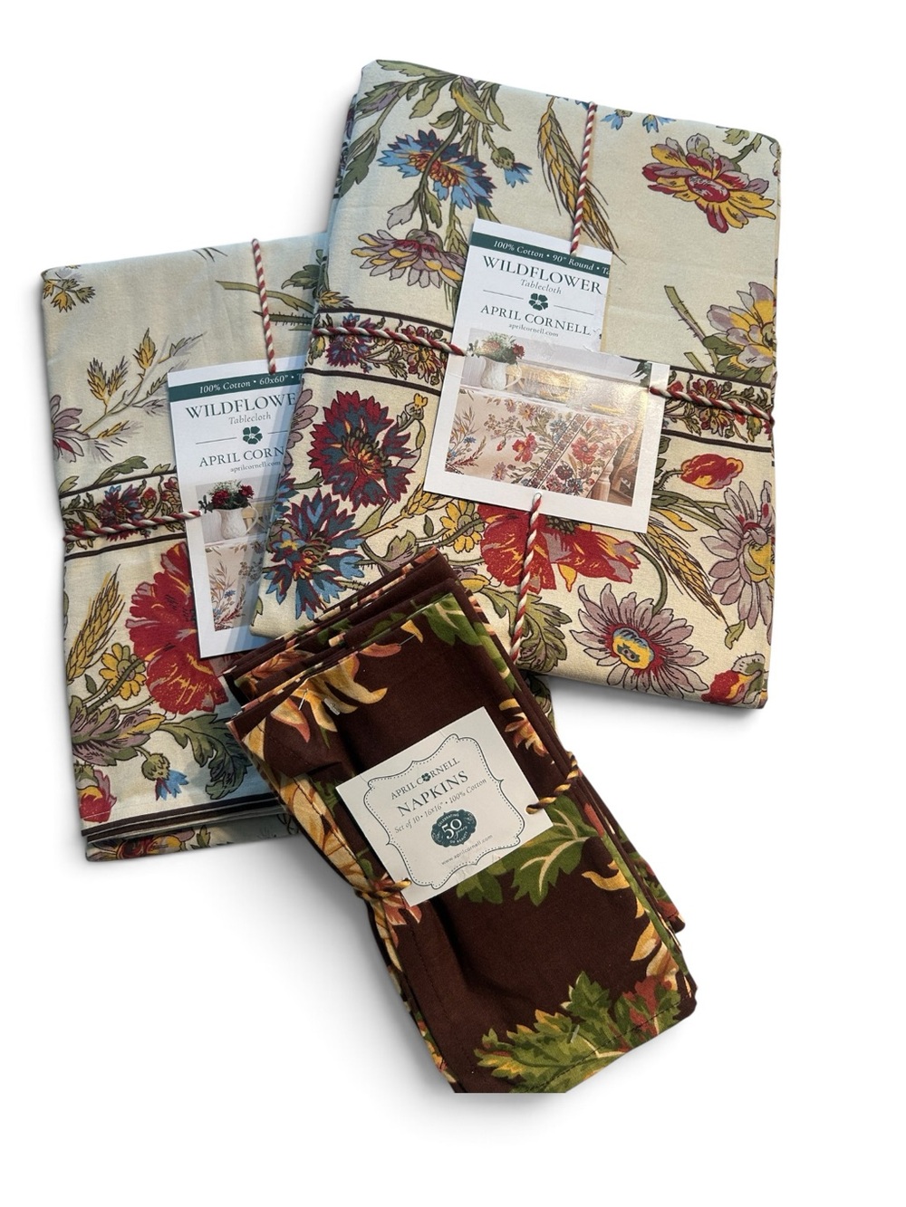 April Cornell Bundle NWT Wildflower Floral Tablecloths & Napkins - Cotton